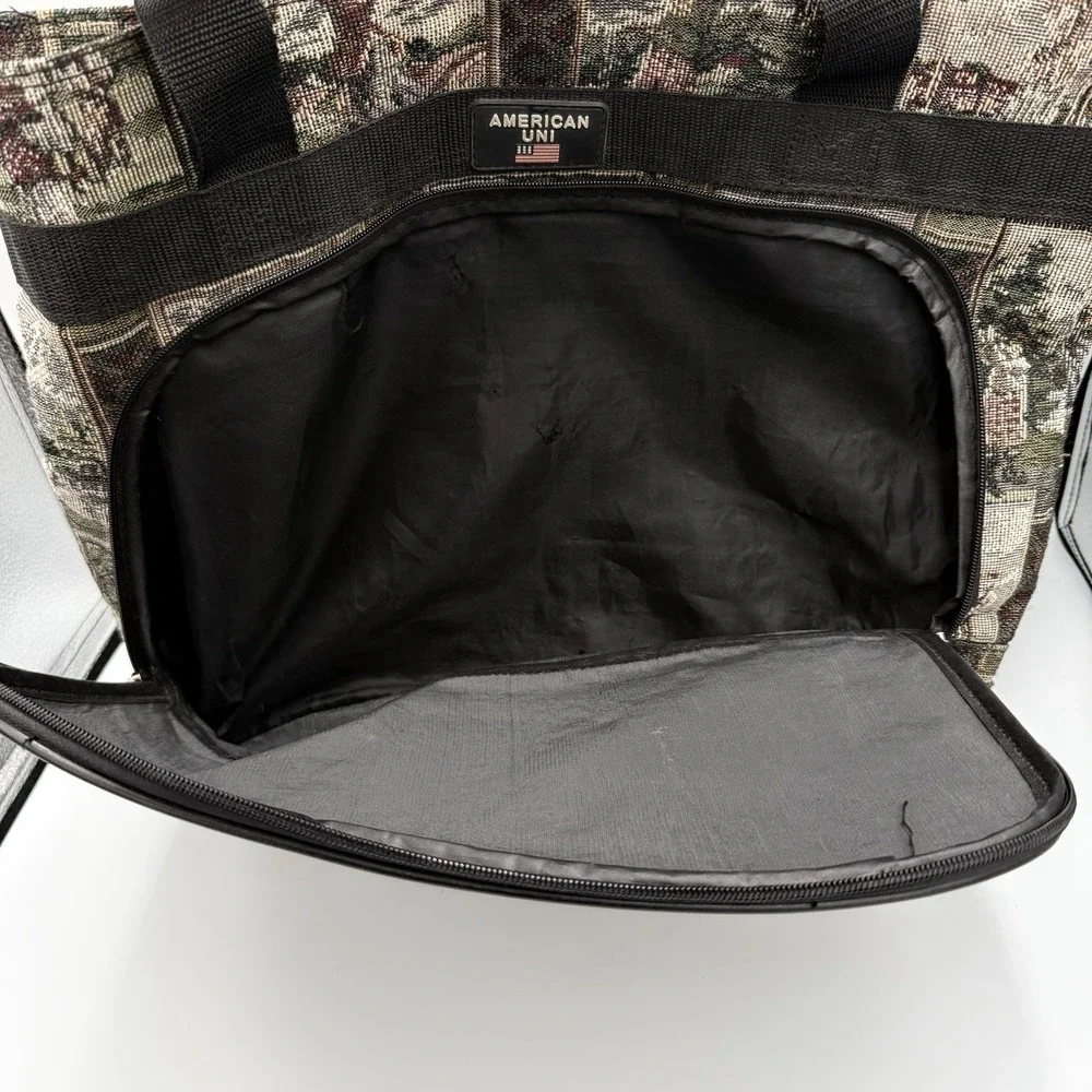 American‎ Uni Golf Scene Tapestry Tote Bag Front Zip Pocket Carryall